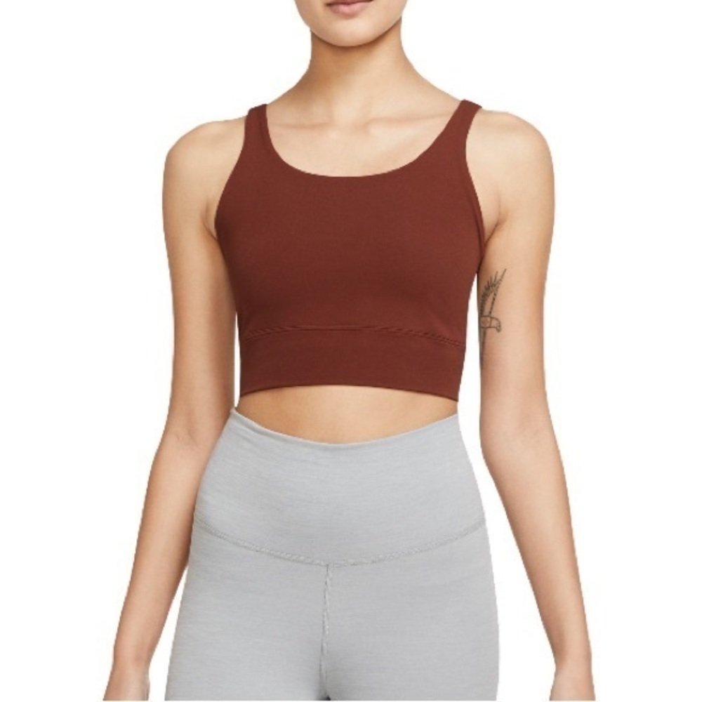NIKE Women's Luxe Cropped Novelty Yoga Tank Top Brown NWT